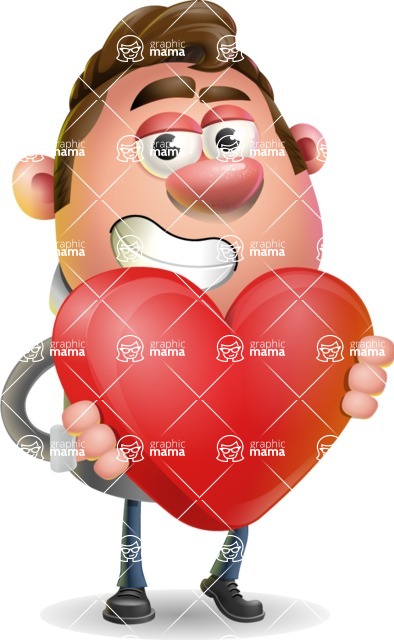 Fashionable Man Cartoon 3D Vector Character AKA Lincoln - 3D Man Cartoon Character with Heart